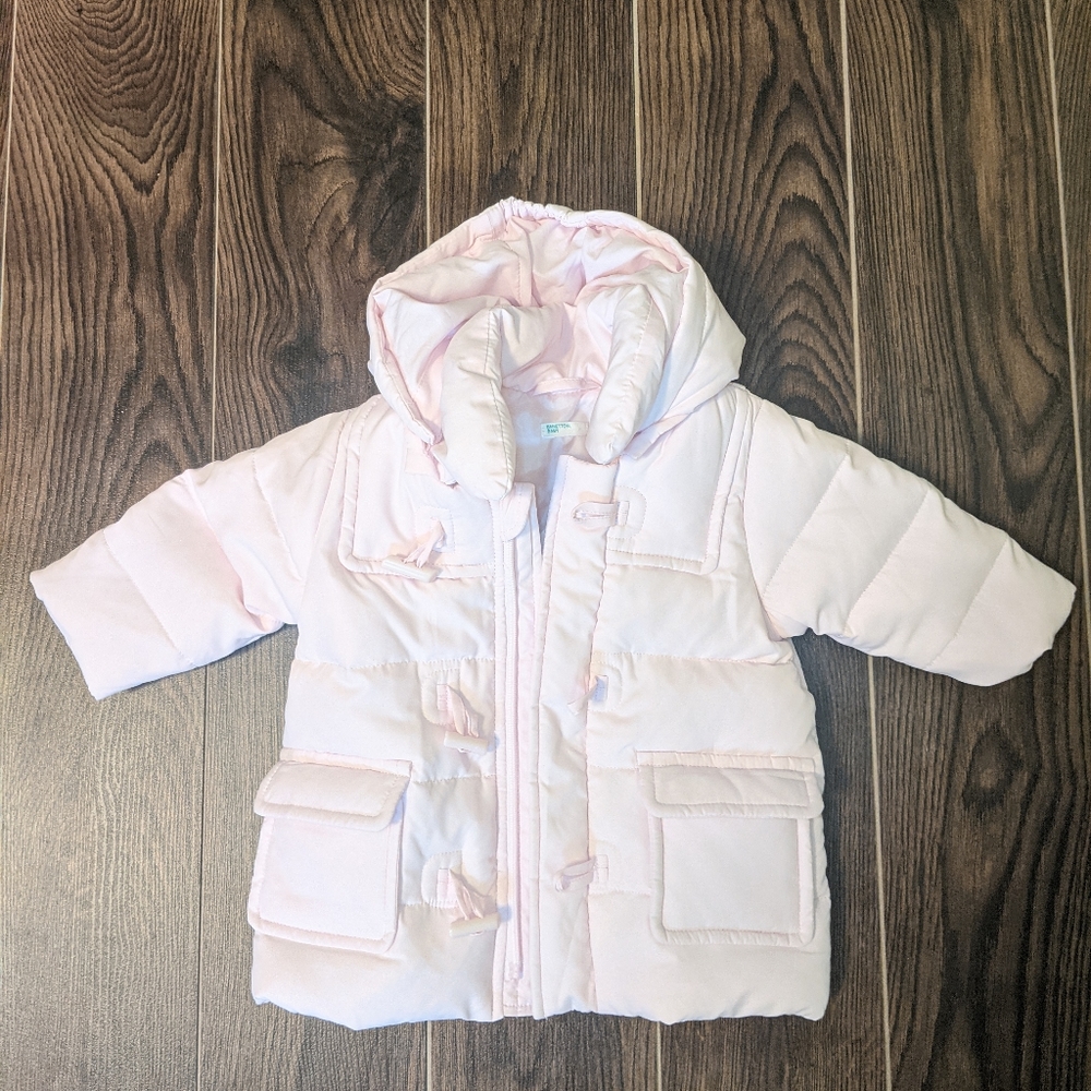 Benetton Baby Pink Puffer Jacket 3-6M Girls